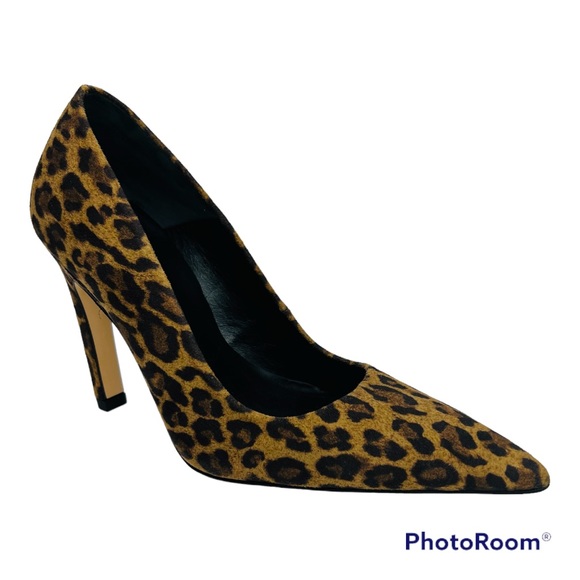 NWOT Good American Leopard Print Suede Leather Pump size 4 - Picture 4 of 15